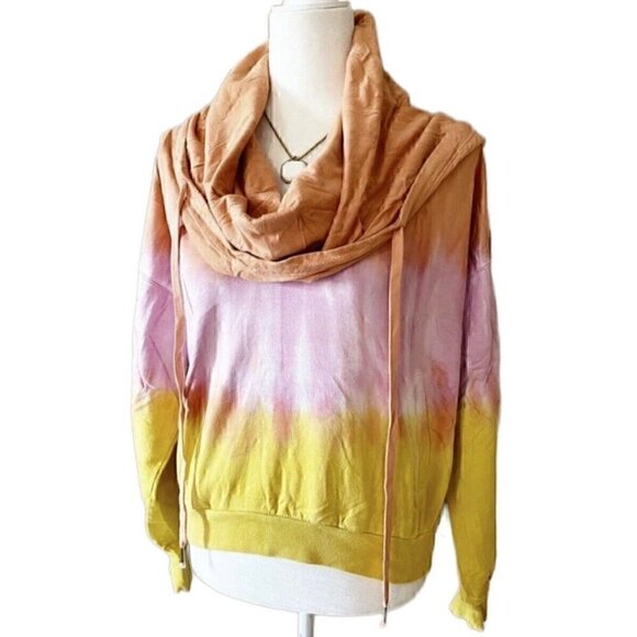 NWT Young Fabulous & Broke Piper Ombré Tie Dye Oversized Cowl Hoodie Women’s XS - Picture 1 of 12